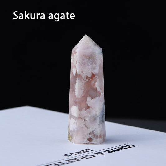 Runyangshi Crystal Hexagonal Prism Crafts Natural Stone Quartz Tower 36 Colors Energy Mineral Wand Home Decoration