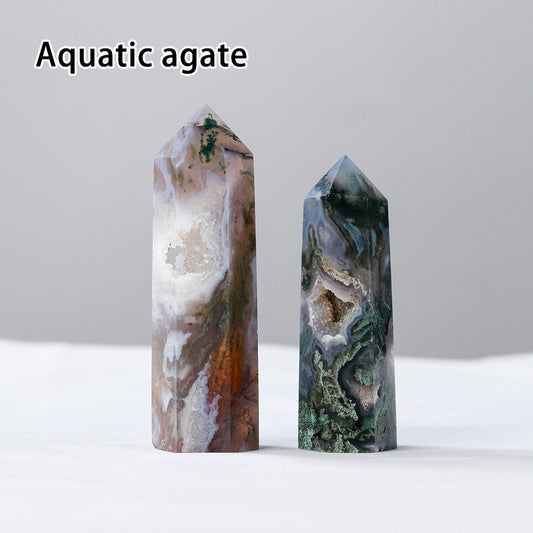 Runyangshi Crystal Hexagonal Prism Crafts Natural Stone Quartz Tower 36 Colors Energy Mineral Wand Home Decoration