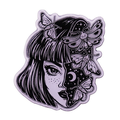 Excellent Quality Skull Butterfly Moth Enamel Lapel Pin Brooch Collection Celestial Moon Witch Badge Bag Spooky Halloween Decor