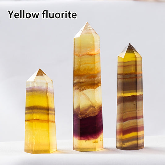 Runyangshi Crystal Hexagonal Prism Crafts Natural Stone Quartz Tower 36 Colors Energy Mineral Wand Home Decoration