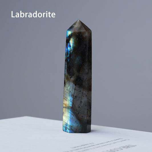 Runyangshi Crystal Hexagonal Prism Crafts Natural Stone Quartz Tower 36 Colors Energy Mineral Wand Home Decoration