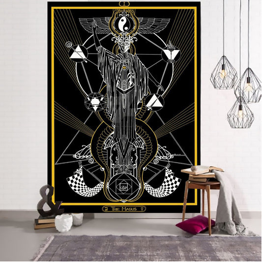 Witches High Priest Tarot Art Tapestry Dorm Constellation Hippie Astrology Wall Hanging Mandala for Bedroom Living Room Decor