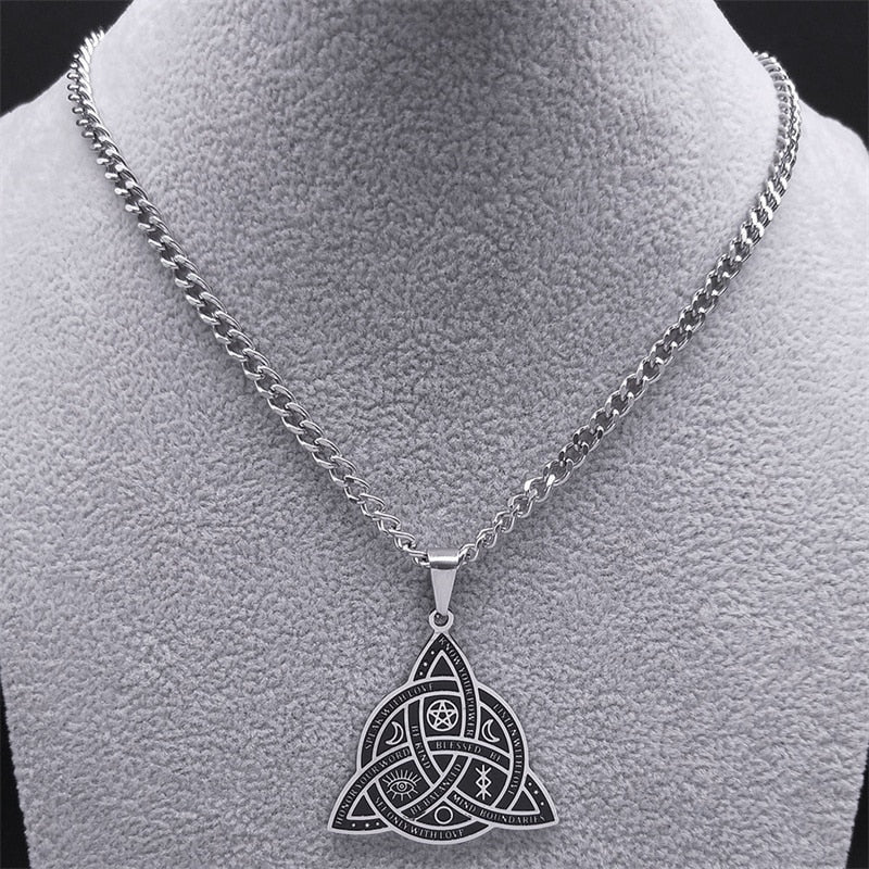 Viking Witch Celtic Knot Pendant Necklace Stainless Steel Men Chain Odin Gothic Necklace Protection Amulet Jewelry nudo de bruj