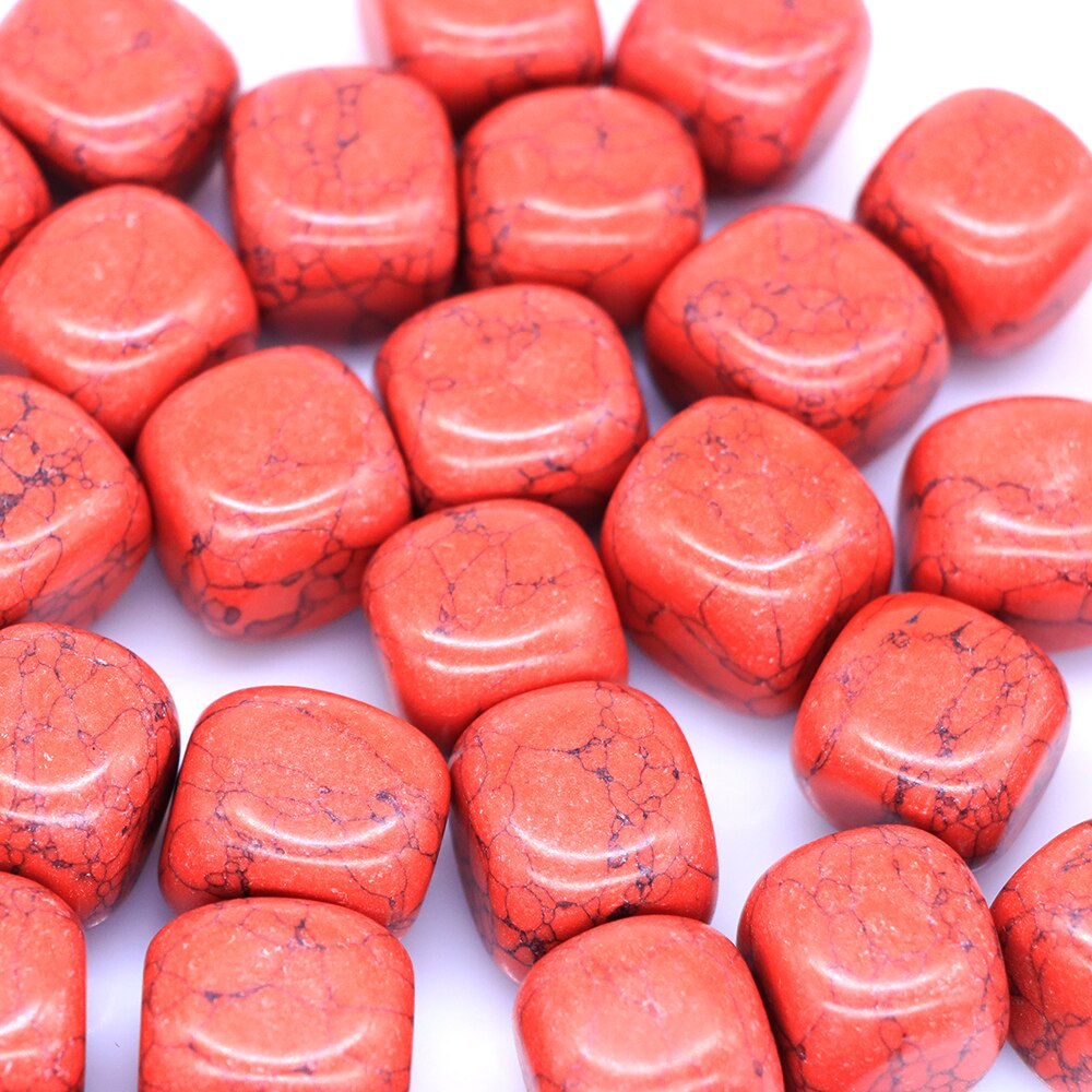 Natural Red Turquoise Crystal Stone Gravel Specimen Square Polished Reiki Healing Gemstone for Aquarium Fish Tank Home Gem Decor