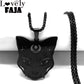 Goth Wicca Cat Moon Star Hollow Pendant Necklace Women Black Color Heptagram Witchcraft Stainless Steel Necklaces Jewelry N7079S