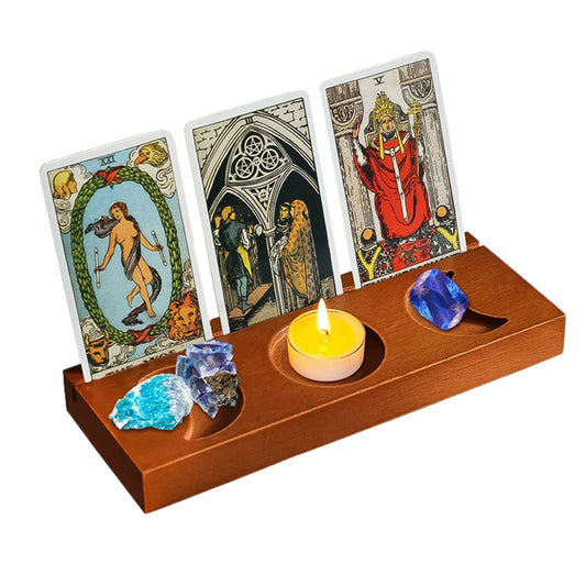 Wood Tarot Card Holder Stand Wiccan Wood Oracle Affirmation Card Display Display Stand For Witch Divination Tools Altar Decor