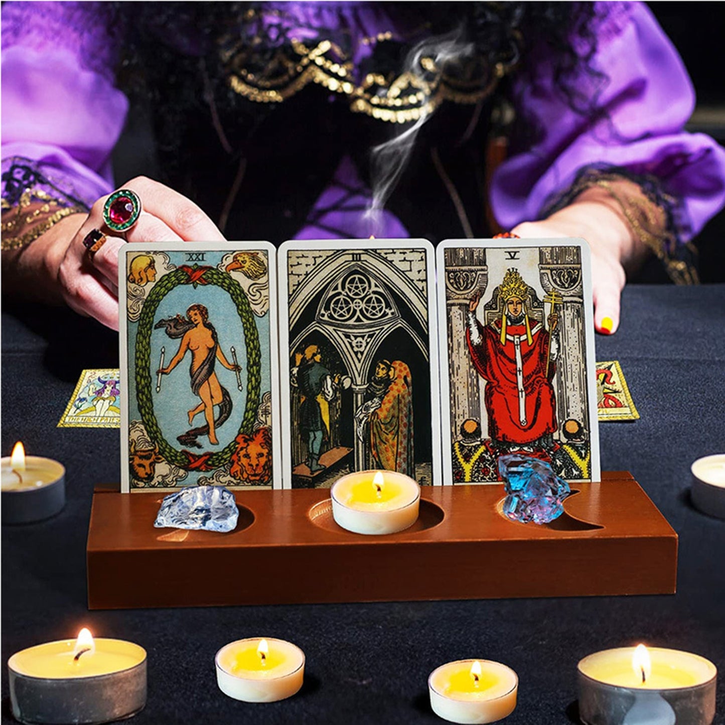 Wood Tarot Card Holder Stand Wiccan Wood Oracle Affirmation Card Display Display Stand For Witch Divination Tools Altar Decor