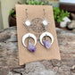 Fashion Gold Sun and Moon Earrings, Natural Quartz Purple Crystal Pendant Earrings, Bohemian Hippie Celestial Jewelry