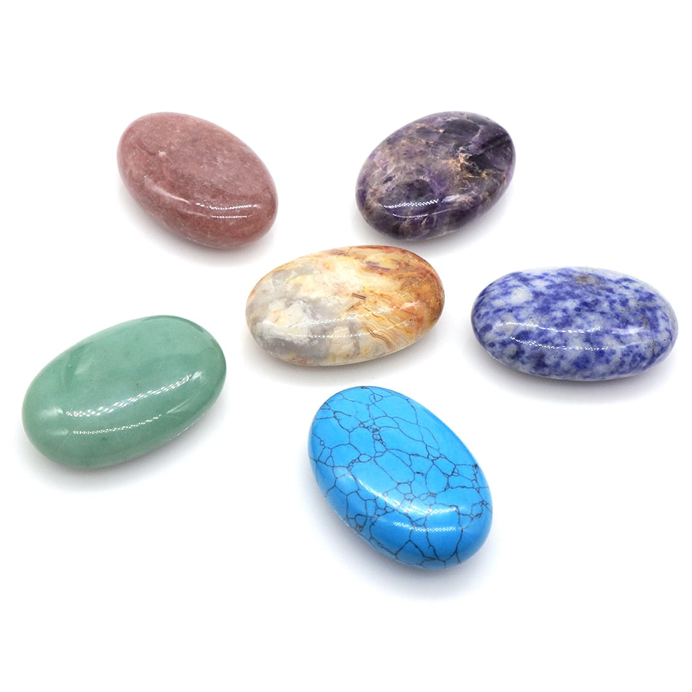 2.3&quot; Pholished Worry Palm Stones Healing Crystals Massage Gemstone Reiki Spiritual Mineral Supplies Energy Chakra Tumbled Quartz