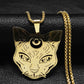 Goth Wicca Cat Moon Star Hollow Pendant Necklace Women Black Color Heptagram Witchcraft Stainless Steel Necklaces Jewelry N7079S