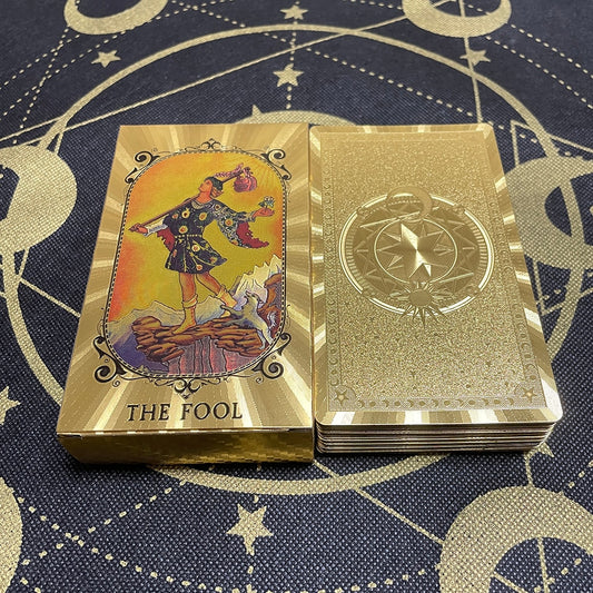 Golden High Quality 12x7cm Tarot Divination Cards Classic for Beginners with Guidebook Big Size Board Deck Runes Divination