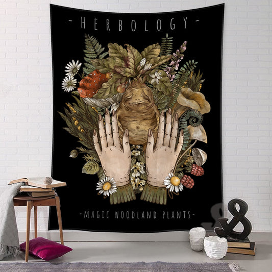 Vintage Witchcraft Tapestry Sun Wall Hanging Botanical Celestial Floral Wall Tapestry Hippie Flower Wall Carpets Dorm Decor