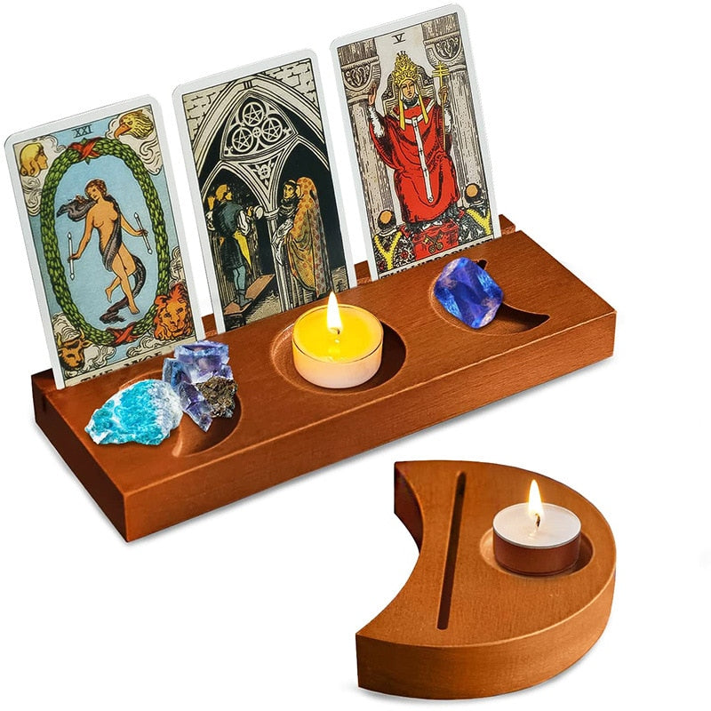 Wood Tarot Card Holder Stand Wiccan Wood Oracle Affirmation Card Display Display Stand For Witch Divination Tools Altar Decor
