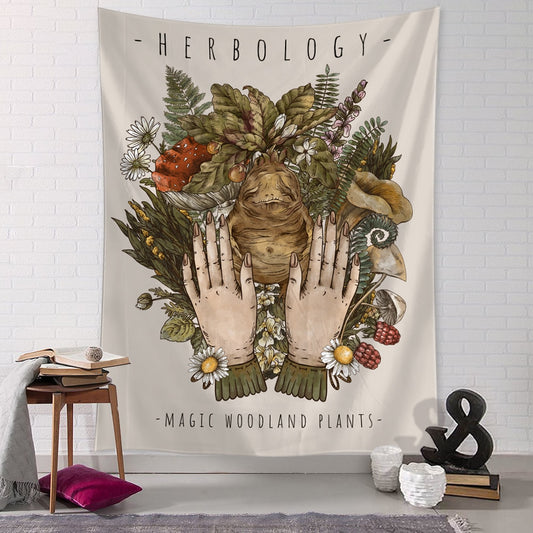 Vintage Witchcraft Tapestry Sun Wall Hanging Botanical Celestial Floral Wall Tapestry Hippie Flower Wall Carpets Dorm Decor