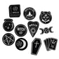 Best selling punk Witch coffin brooch Witch book Round Black brooch Dark series vintage badge