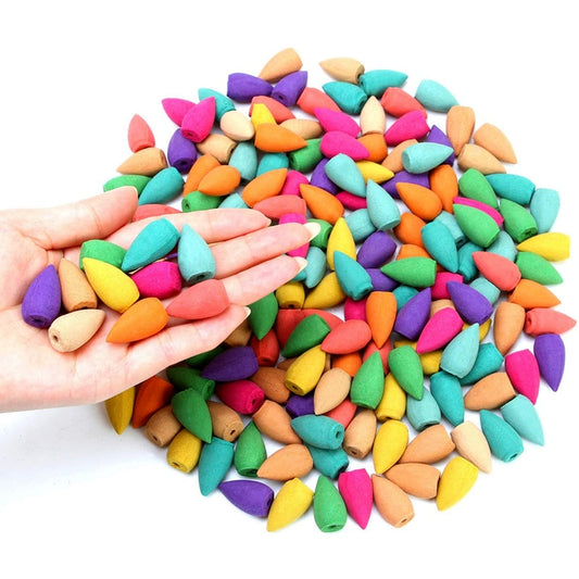 50/100pcs Mixed Burner Incense 28x15mm Backflow Incense Buddha Rose Mint Natural Sandalwood Tea Cone Incense Burner Anti-odour