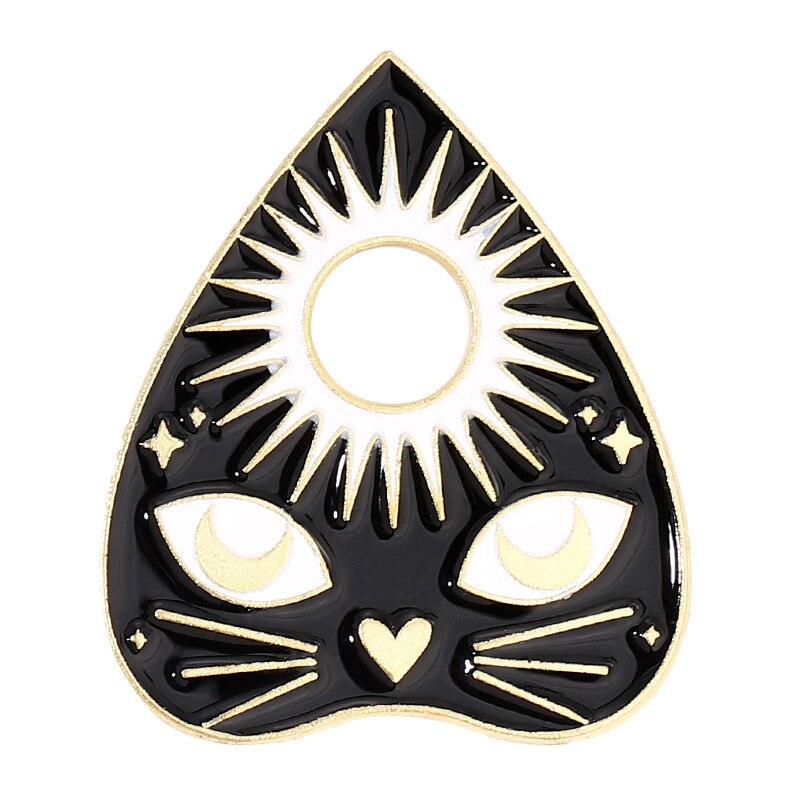 Punk Heart Enamel Pins Witch Ouija Sun Moon Brooches Metal Gothic Black Cat Animal Lapel Badge Jewelry Gift For Friend Wholesale