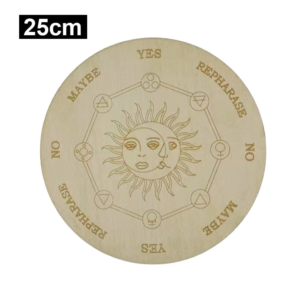 Dreamy Wooden Pendulum Board with Moon Star Divination Energy Carven Plate Healing Meditation Board Altar Ornaments