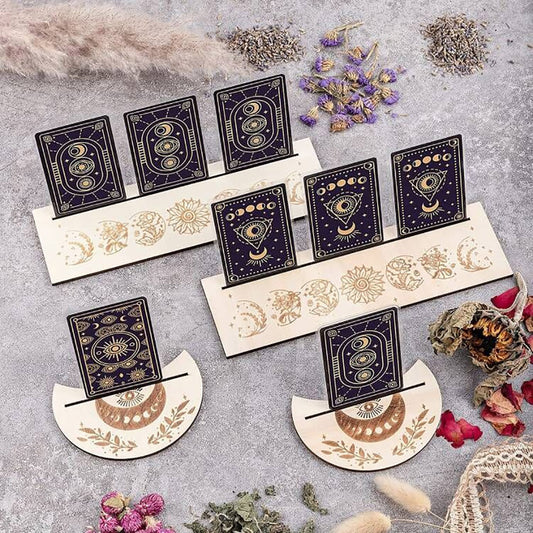 2pcs Wooden Tarot Card Stand Witch Divination Tool Display Rectangle Card Holder Altar Supplies Tarot Card Holder Stand Mount